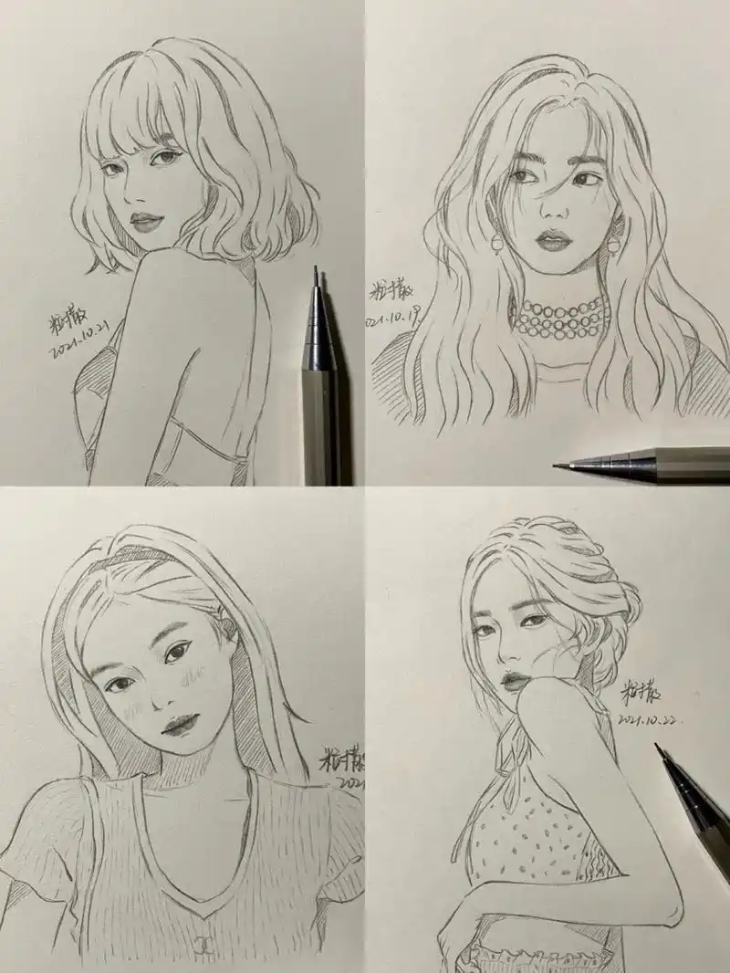 blackpink手绘～ 四闺女合体[爱你][爱你] 比最开始画的一组要好很多