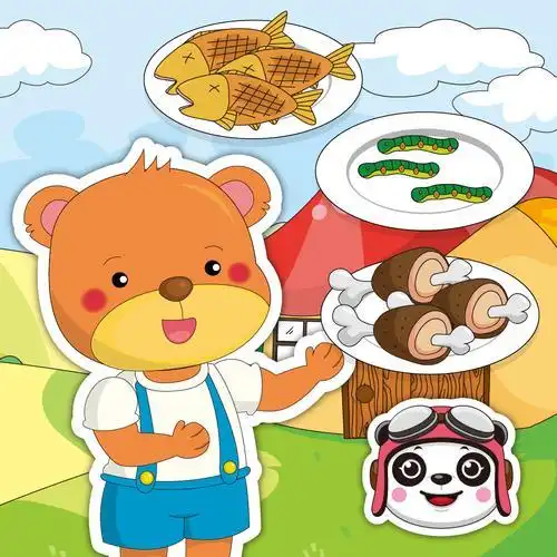 语言熊妈妈请客简笔画