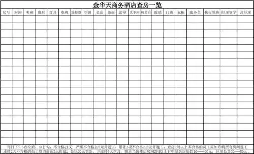 客房查房表格