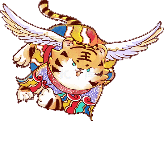 老虎春节新年国潮小老虎飞天如虎添翼中国风动图gif
