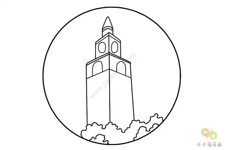风景小钟楼简笔画