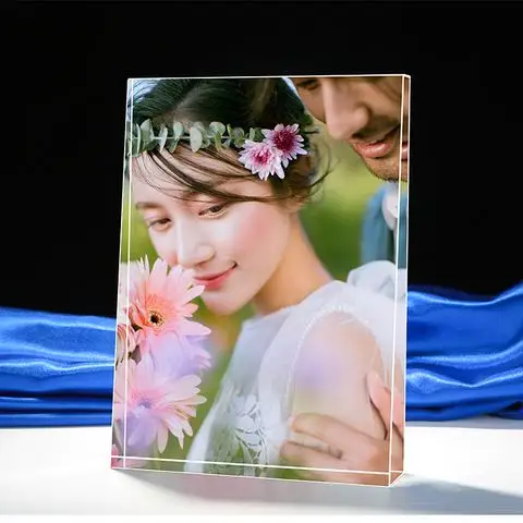 水晶照片摆台定制相框毕业聚会公司合影相片制作琉璃来图定做10寸