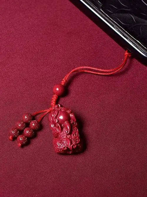 天然朱砂原矿石貔貅女本命年吊坠紫金帝王砂男情侣钥匙扣皮休项链