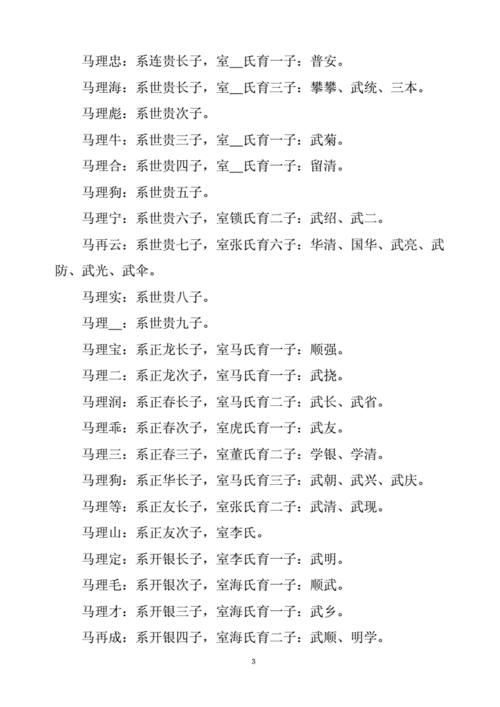 马家屯马氏八世祖元龙氏族族谱马宁军doc