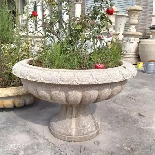 天然石花盆荷花鱼缸