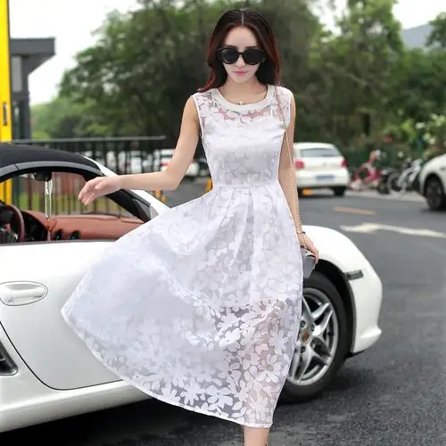 无袖a字裙连衣裙女潮收腰