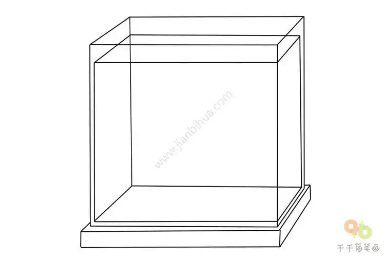 正方形鱼缸简笔画步骤图