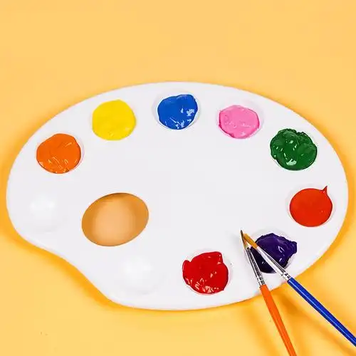 儿童椭圆形调色盘水彩水粉丙烯颜料盘幼儿园美术调色盘绘画类用品