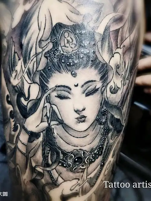 观世音菩萨_纹身图案手稿图片_黄晓祥的纹身作品集
