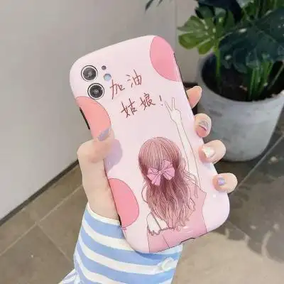 背影女孩苹果117p8xs12pro华为p40pmate30nova7小蛮腰手机壳粉色加油