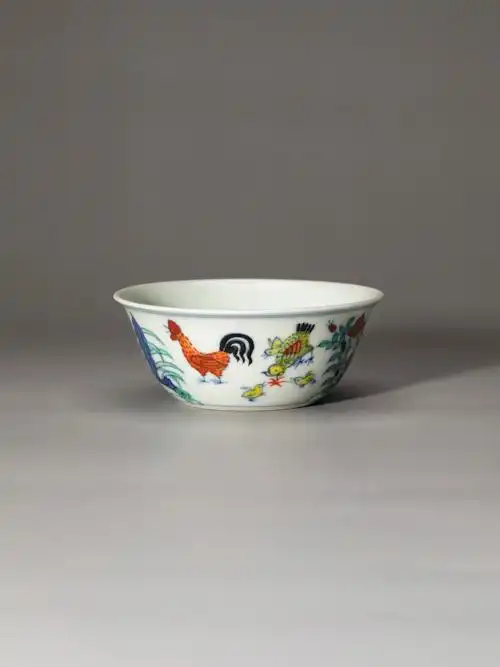 仿古明成化斗彩鸡缸杯