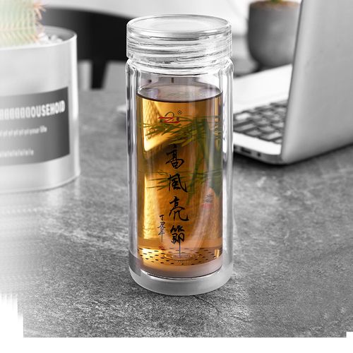 诺亚口杯带盖双层玻璃杯便携防烫男女泡茶杯办公透明加厚水晶杯