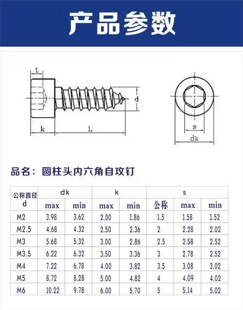 内六角自攻钉杯头尖尾螺丝自攻螺丝】价格_批发_厂家_参数_图片_螺钉