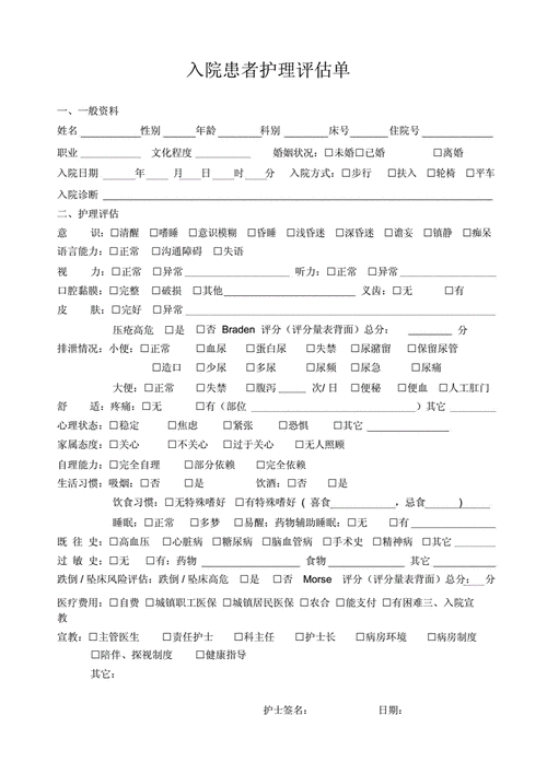 入院患者护理评估单[1].docx 2页
