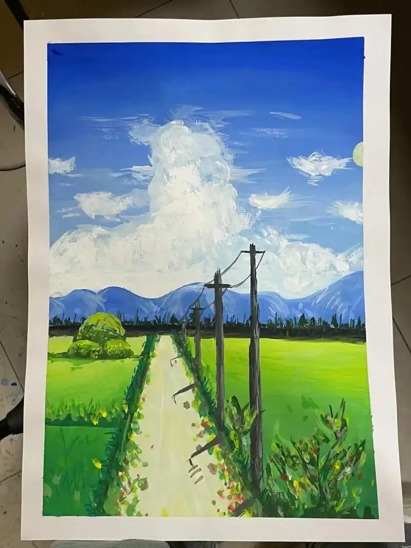 水粉风景画及步骤图  #手机里最近一张照片 #水粉画 #水粉 - 抖音