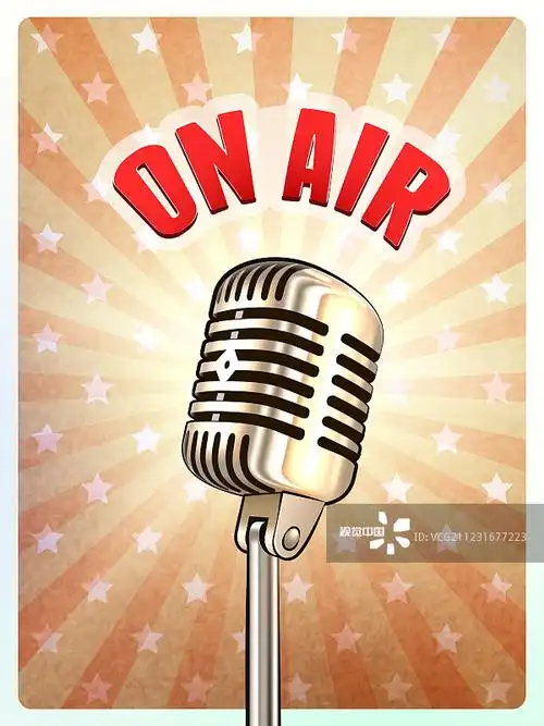 复古麦克风在空气背景海报