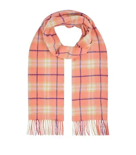 cashmere multicoloured vintage check scarf in red