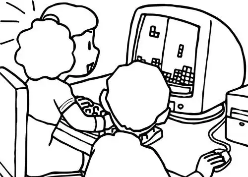 play computer games playing computer games coloring page