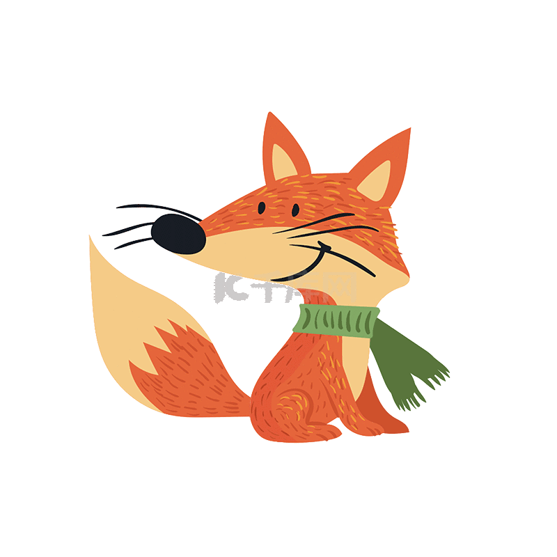 卡通手绘小狐狸摇尾巴装饰贴纸动图gif