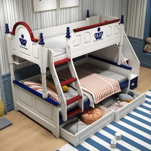 宜家儿童男孩母子双人两层实木高低床子母床上下铺木床双层上下床