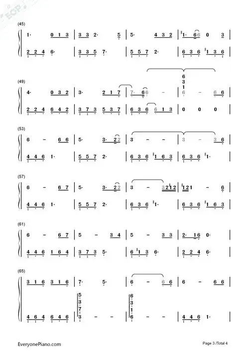 让她降落-金粉世家片尾曲双手简谱预览3