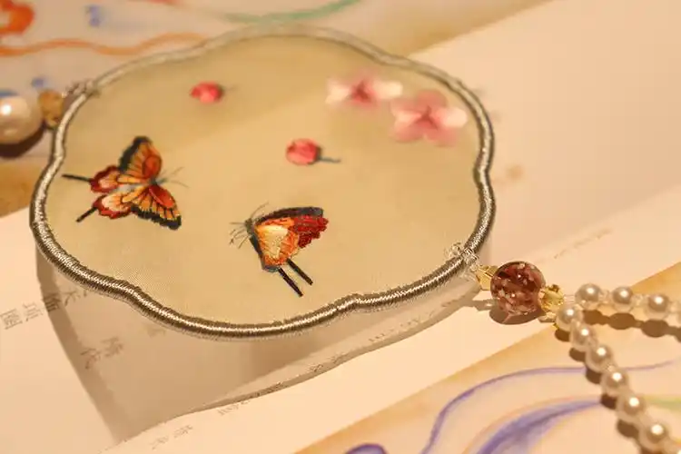 手工苏绣双面汽车挂饰刺绣挂件工艺礼品图案diy苏绣