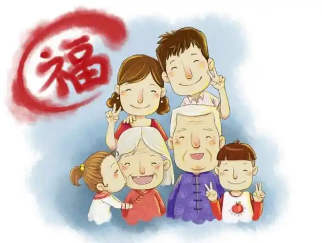 一家亲插画卡通家庭儿童