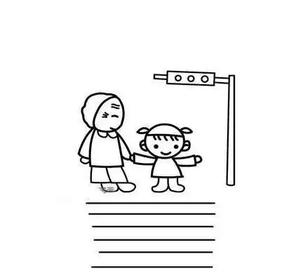 小女孩扶老人过马路简笔画做个有爱心的宝宝儿童画简笔画小女孩扶老人