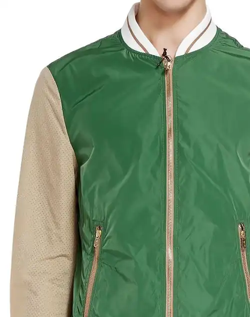 卡其/绿色潮流拼透气长袖外套