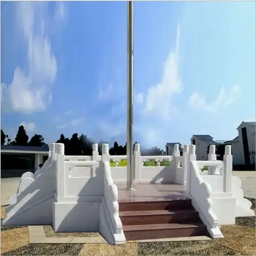 泽业雕塑 大理石升旗台 花岗岩旗台座定制 广场景区旗台栏杆厂家图片