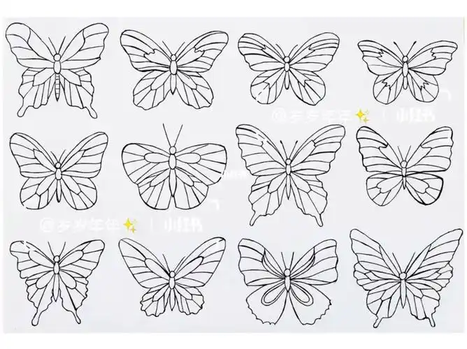 蝴蝶简笔画创意美术儿童画动漫绘画素材