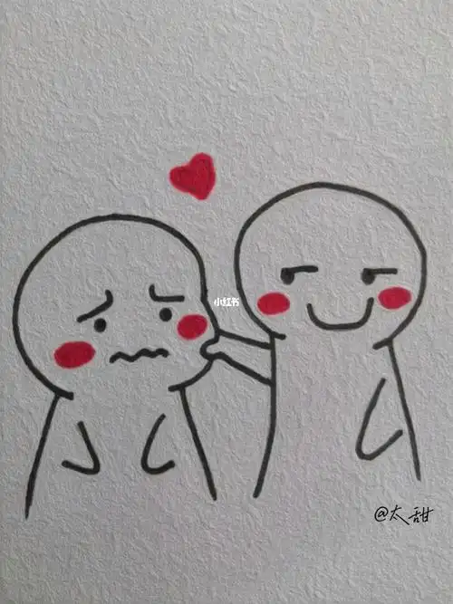 网红简笔画小人比心