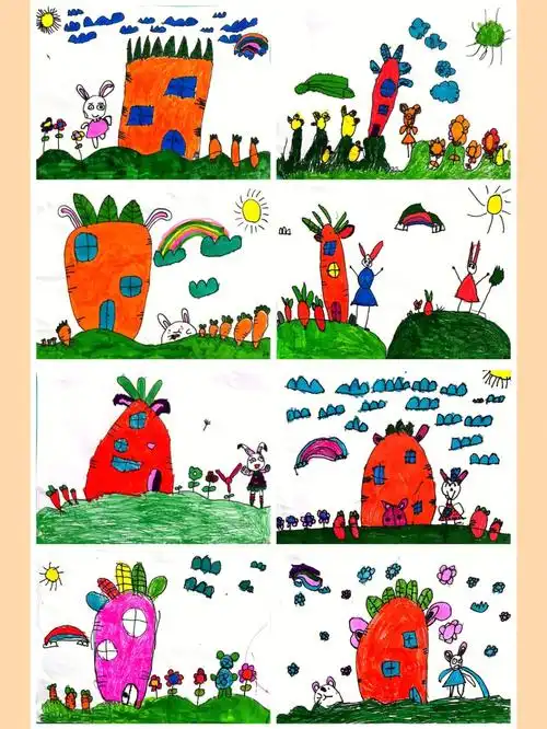 中班美术作品萝卜小屋