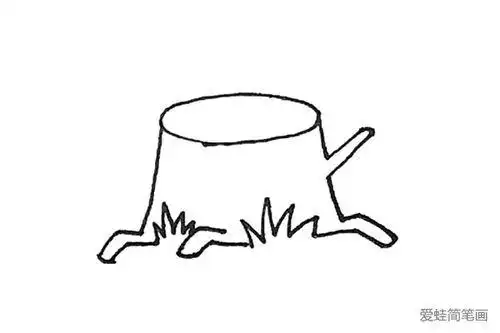 树墩上的动物简笔画