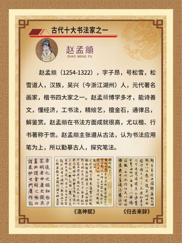m768中国古代十大书法家赵孟頫简介教室墙贴画2448海报印制10-10
