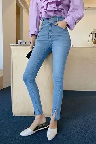 韩国高瘦女生穿搭裤子女显瘦百搭显高牛仔裤2020新款女装铅笔裤