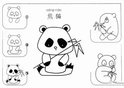 可爱的大熊猫家庭