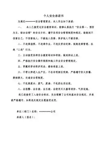 个人安全承诺书