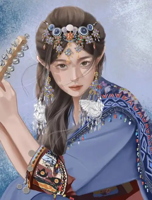 苗疆少女绘画过程