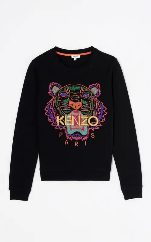 kenzo(高田贤三) 黑色新款女圆领虎头卫衣 m
