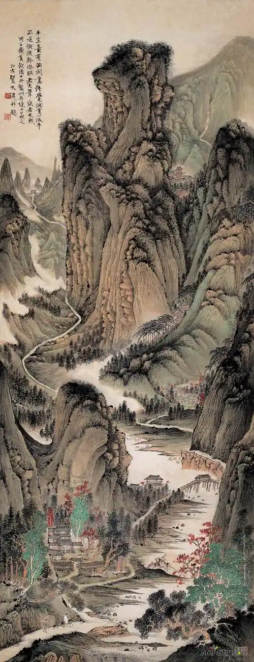 《关山图》贺天健中国画作品_名画欣赏_美术网-mei-shu.com