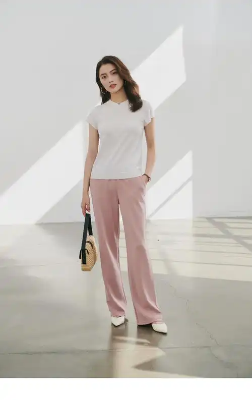 艳如飞空气裤20零压舒适空气感云朵裤女高腰垂感奶白阔腿拖地裤休闲裤