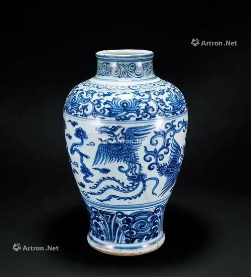 明正统青花龙凤纹梅瓶