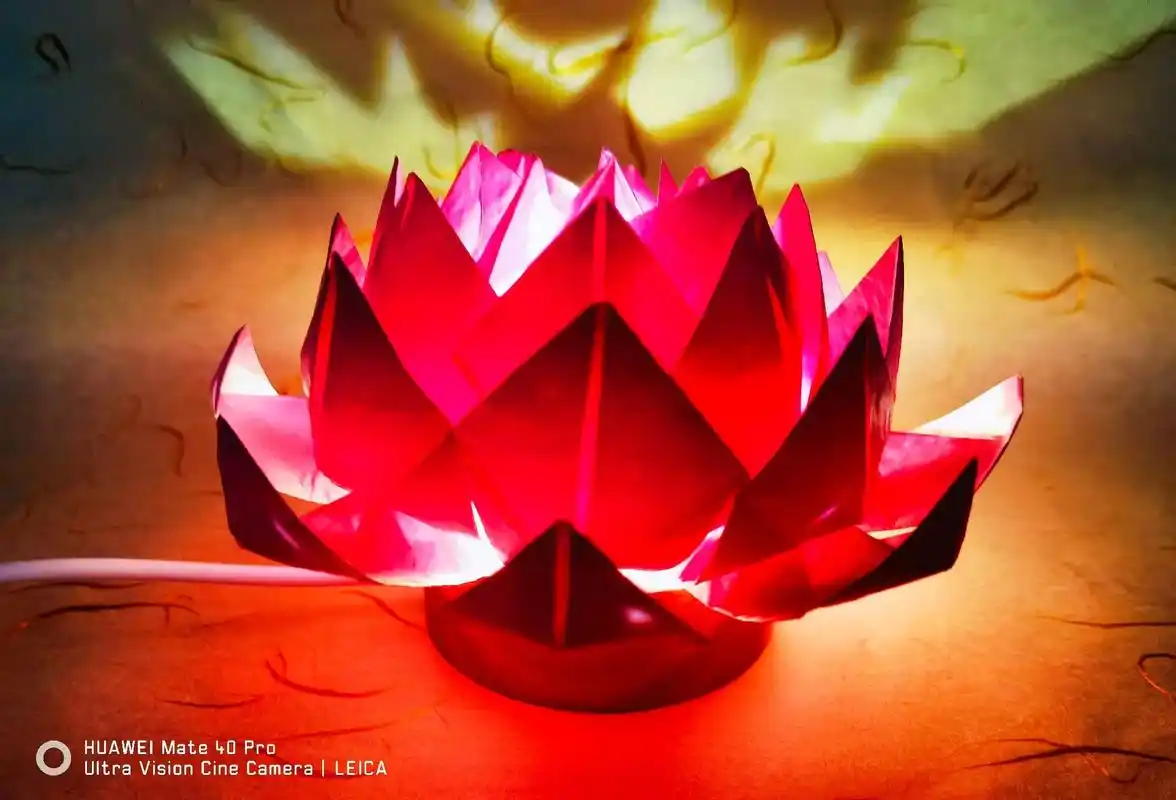 (中秋折纸)荷花灯#艺术 #手工 #折纸  #海上月是天上月 - 抖音