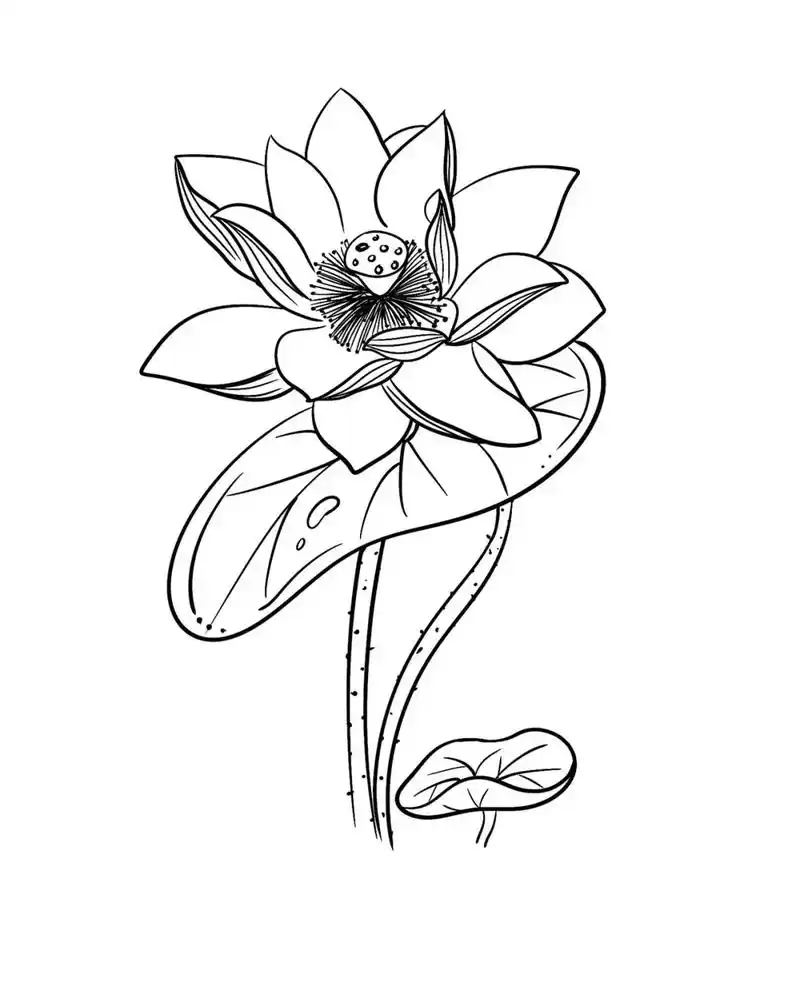 蓝印花布简笔画莲花 - 抖音