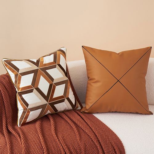 现代简约风皮沙发抱枕方形靠垫客厅高档轻奢靠背靠垫