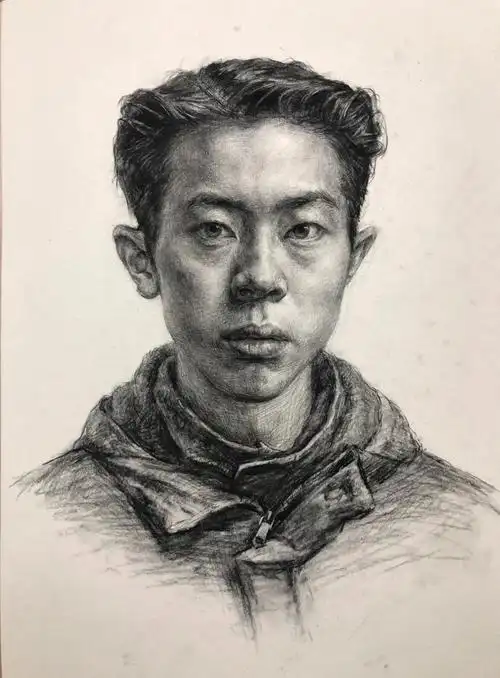 素描头像男青年正面