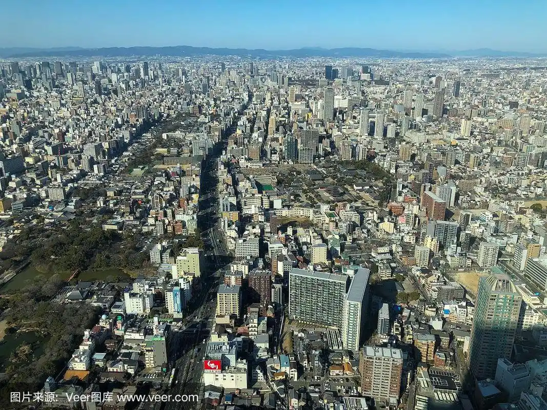 日本大阪市鸟瞰图.