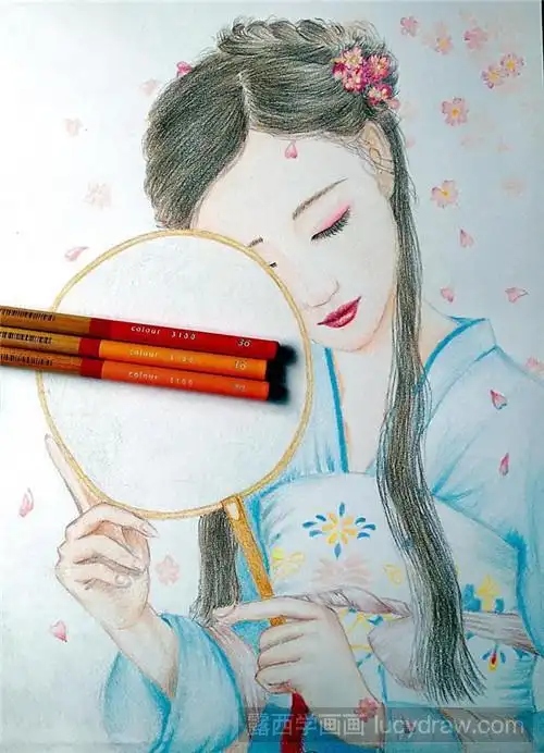 彩铅古风女子的画法