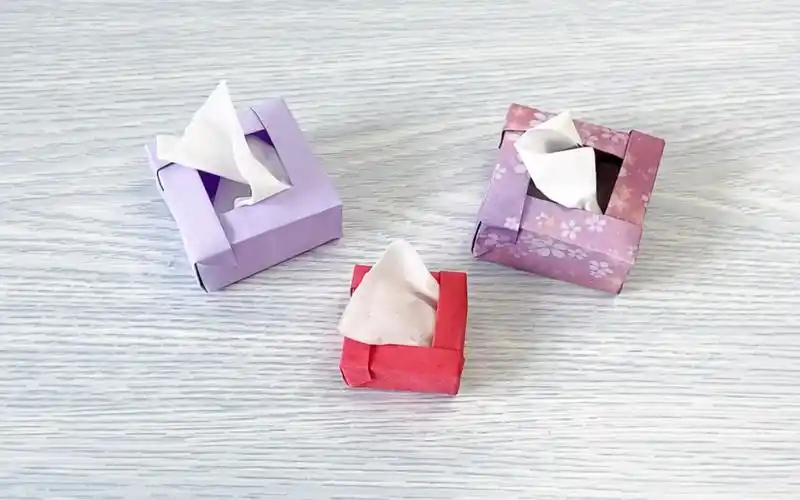 一张纸可以折的抽纸盒 可爱的迷你抽纸盒手工折纸教程 一起来折纸